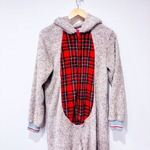 CARISMA Beige plush one-piece pajamas with‎ teddy bear hood